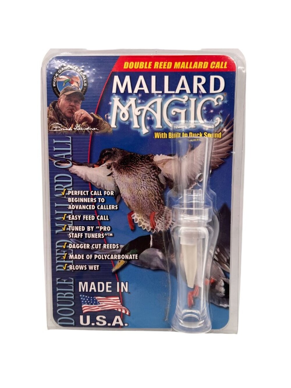 Mallard Magic Double Reed Duck Call With Built-In Duck Sound By Buck Gardner NEW